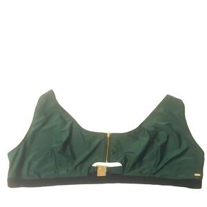 Snag Swimsuit Bikini Top The Need For Speed Green + Black + Zipper - Plus Size H